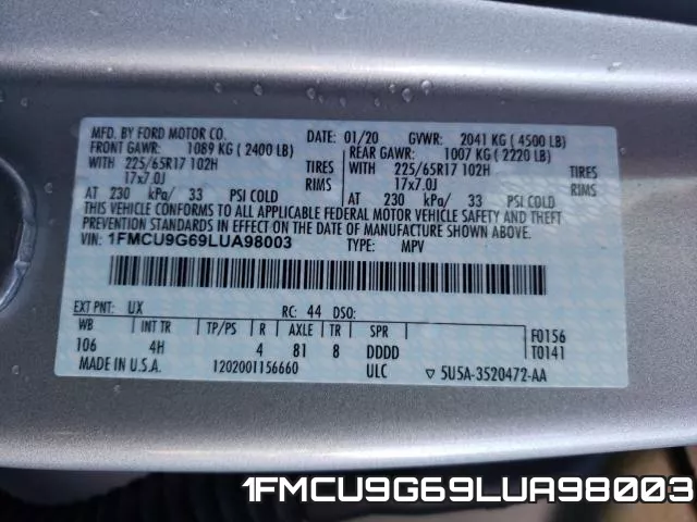 1FMCU9G69LUA98003 фото 2