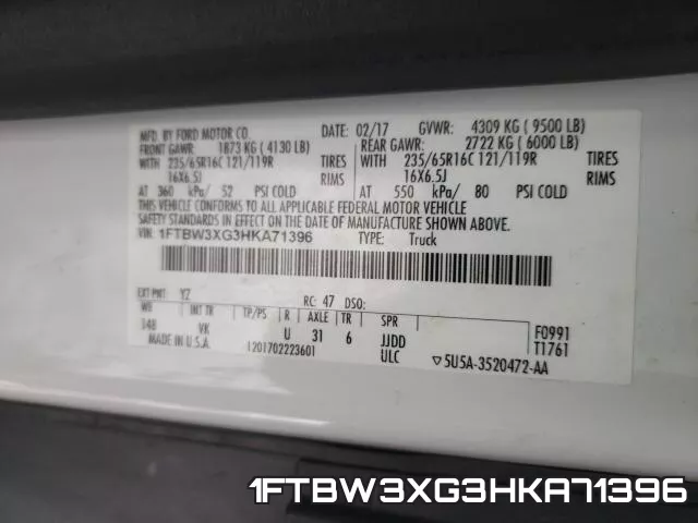 1FTBW3XG3HKA71396 фото 2