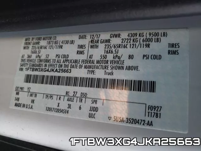 1FTBW3XG4JKA25663 фото 2