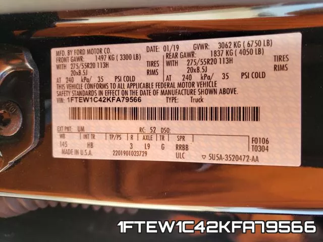 1FTEW1C42KFA79566 фото 2