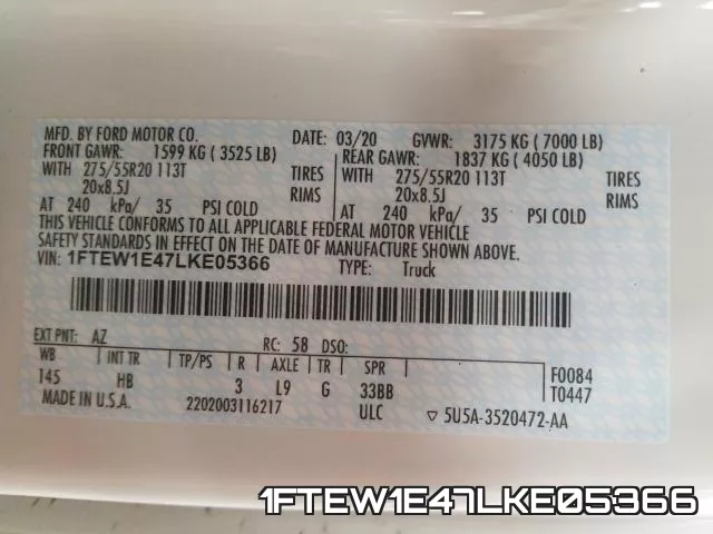 1FTEW1E47LKE05366 фото 2