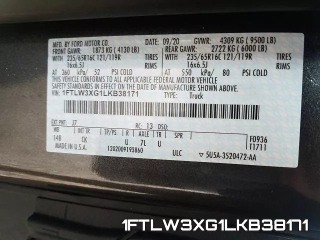 1FTLW3XG1LKB38171 фото 2