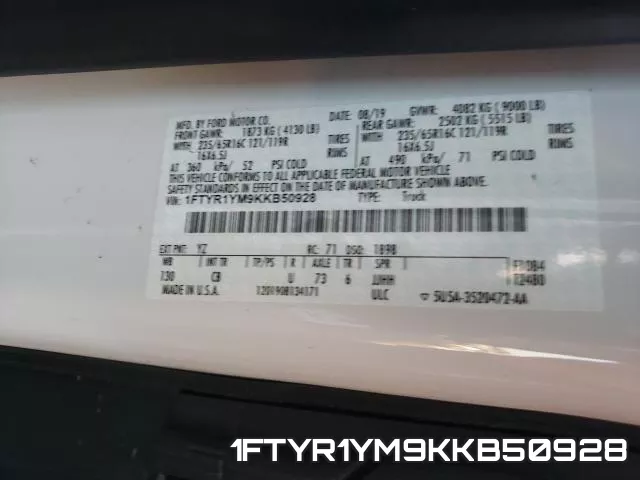 1FTYR1YM9KKB50928 фото 2