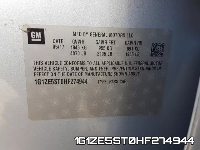 1G1ZE5ST0HF274944 фото 2