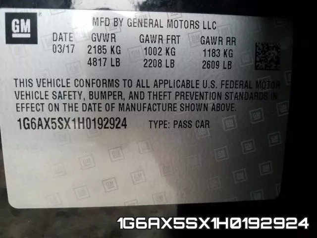 1G6AX5SX1H0192924 фото 2