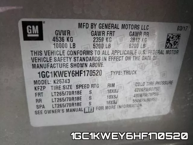 1GC1KWEY6HF170520 фото 2