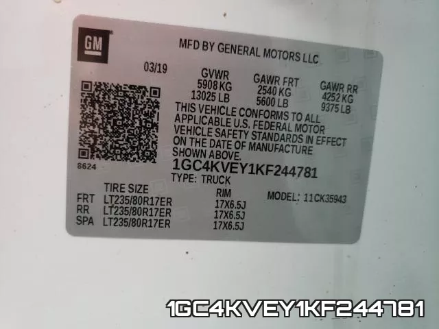 1GC4KVEY1KF244781 фото 2
