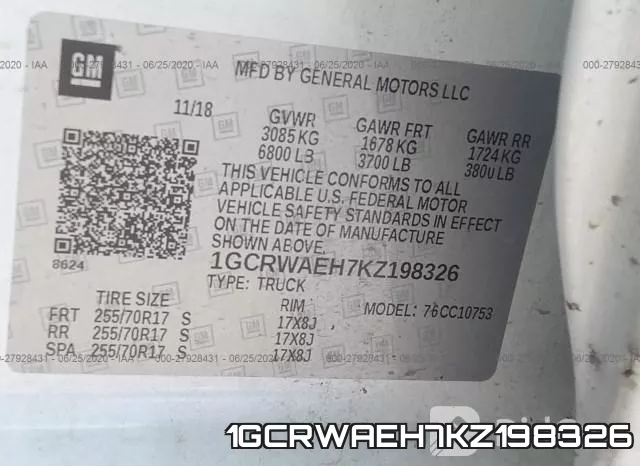 1GCRWAEH7KZ198326 фото 8