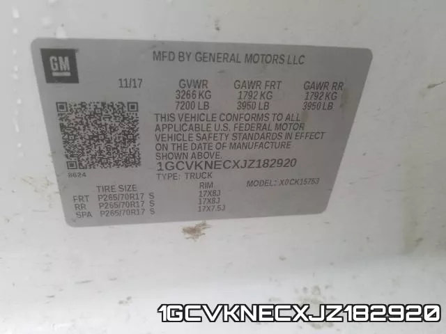 1GCVKNECXJZ182920 фото 2