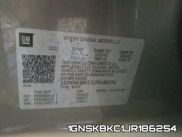 1GNSKBKC1JR186254 фото 2
