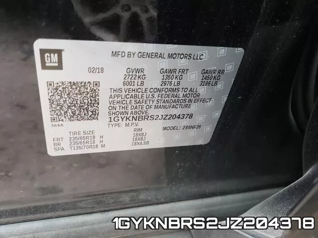 1GYKNBRS2JZ204378 фото 2