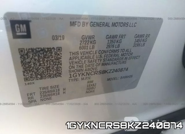 1GYKNCRS8KZ240874 фото 10