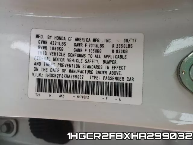 1HGCR2F8XHA299032 фото 2