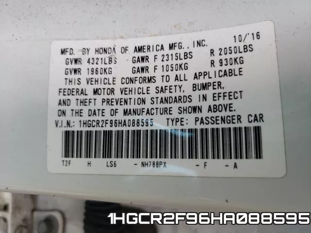 1HGCR2F96HA088595 фото 2