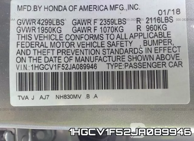 1HGCV1F52JA089946 фото 10