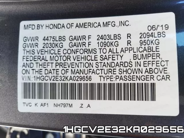 1HGCV2E32KA029656 фото 2