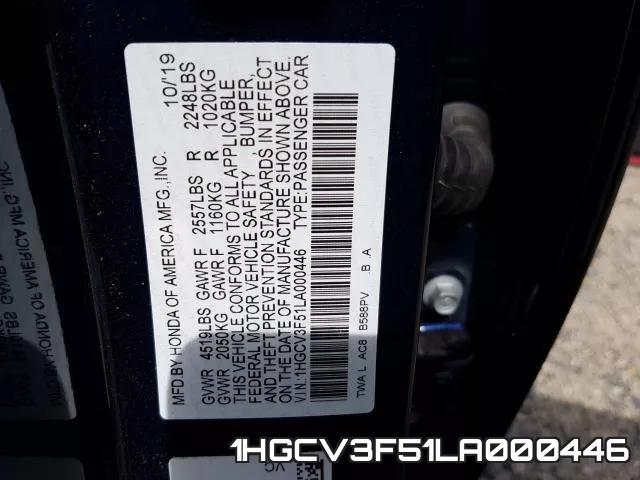 1HGCV3F51LA000446 фото 2