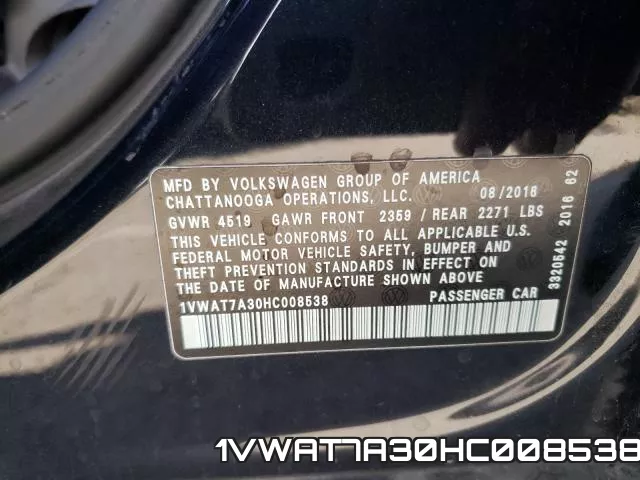 1VWAT7A30HC008538 фото 2
