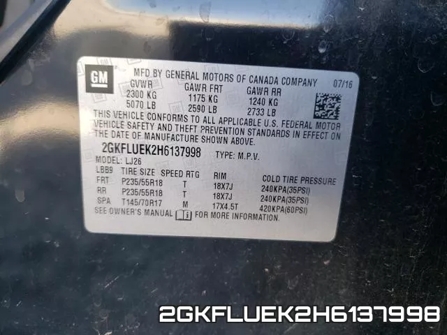 2GKFLUEK2H6137998 фото 2
