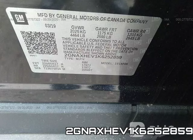 2GNAXHEV1K6252859 фото 10