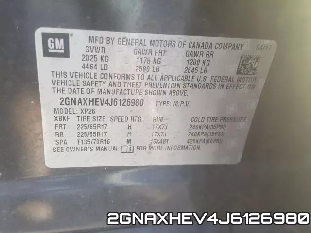 2GNAXHEV4J6126980 фото 2