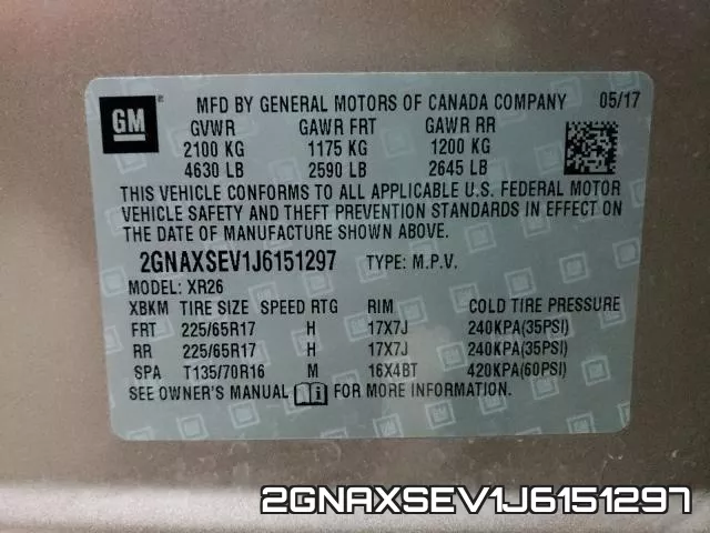 2GNAXSEV1J6151297 фото 2