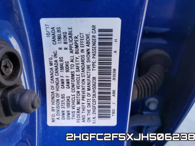 2HGFC2F5XJH506238 фото 2