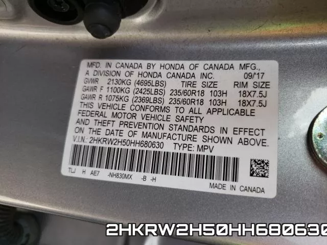 2HKRW2H50HH680630 фото 2