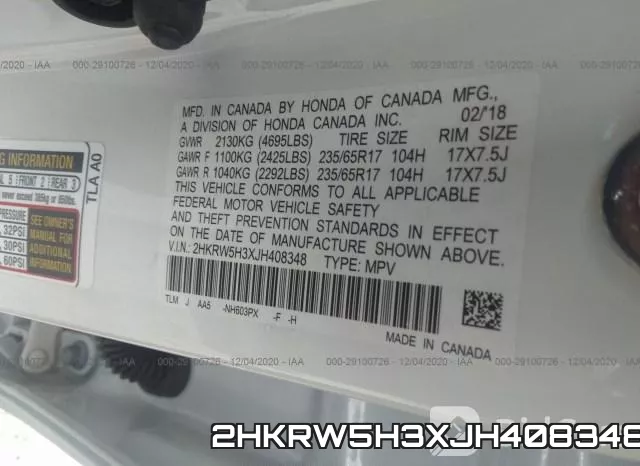 2HKRW5H3XJH408348 фото 10