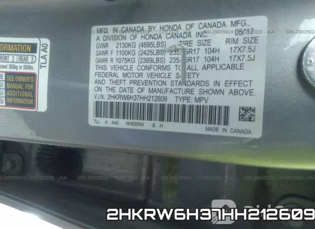 2HKRW6H37HH212609 фото 8