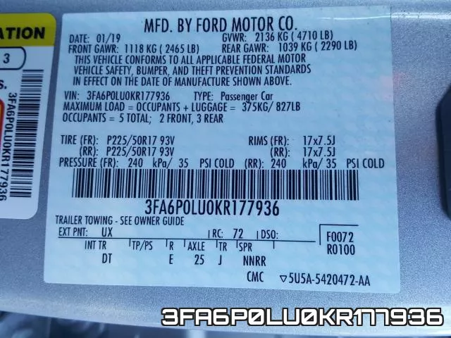 3FA6P0LU0KR177936 фото 2