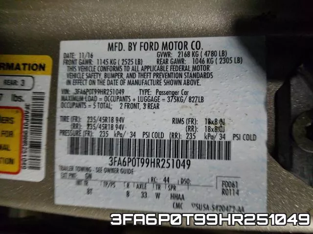 3FA6P0T99HR251049 фото 2