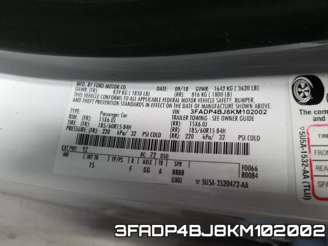 3FADP4BJ8KM102002 фото 2