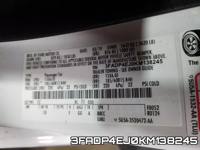 3FADP4EJ0KM138245 фото 2