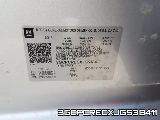 3GCPCRECXJG538411 фото 2