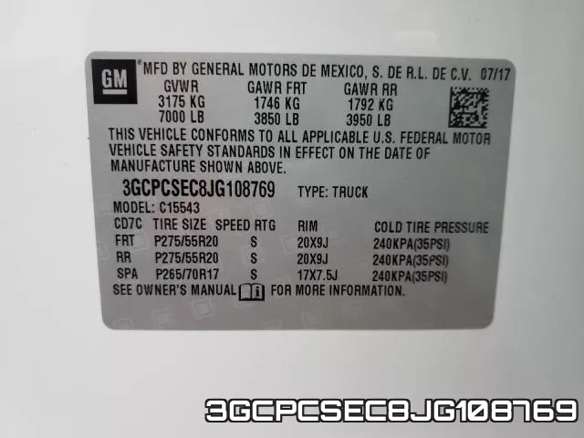 3GCPCSEC8JG108769 фото 2