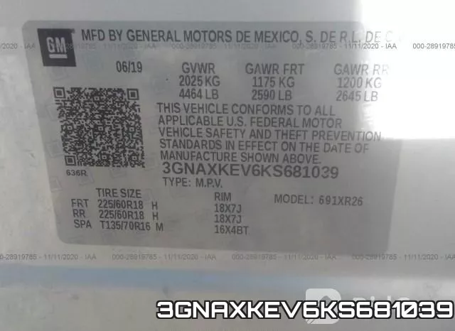 3GNAXKEV6KS681039 фото 10