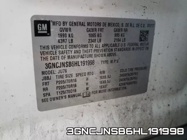 3GNCJNSB6HL191998 фото 2