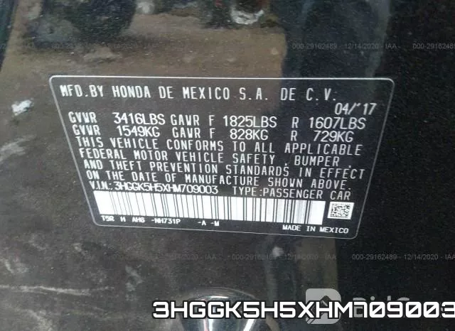3HGGK5H5XHM709003 фото 9