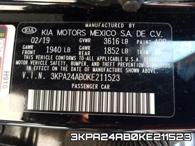 3KPA24AB0KE211523 фото 2