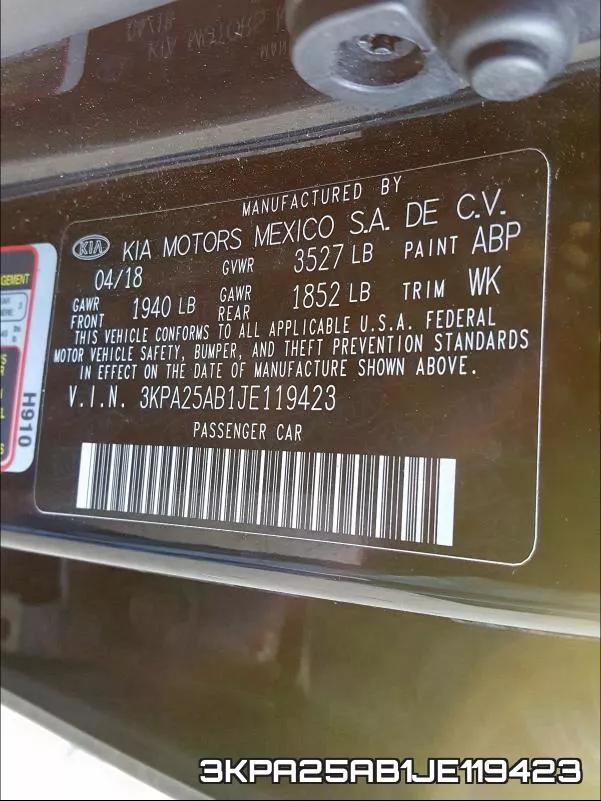 3KPA25AB1JE119423 фото 2
