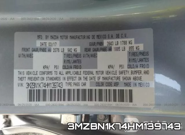 3MZBN1K74HM139743 фото 10