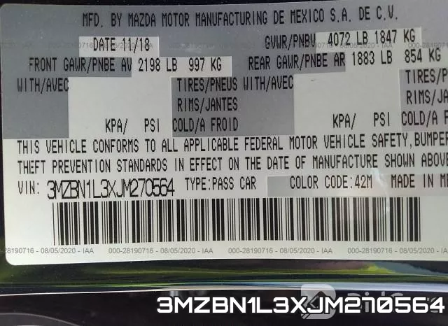 3MZBN1L3XJM270564 фото 9