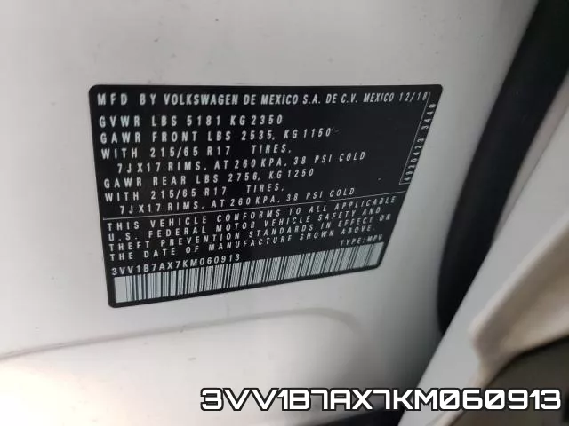 3VV1B7AX7KM060913 фото 2