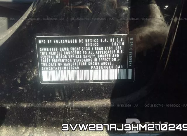 3VW2B7AJ3HM270249 фото 9