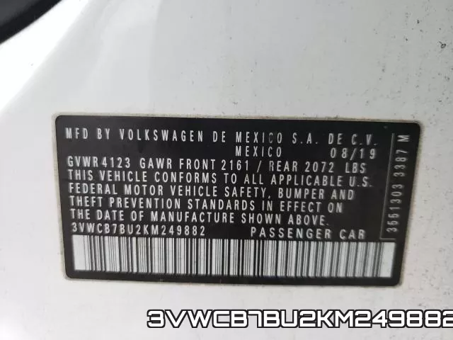 3VWCB7BU2KM249882 фото 2