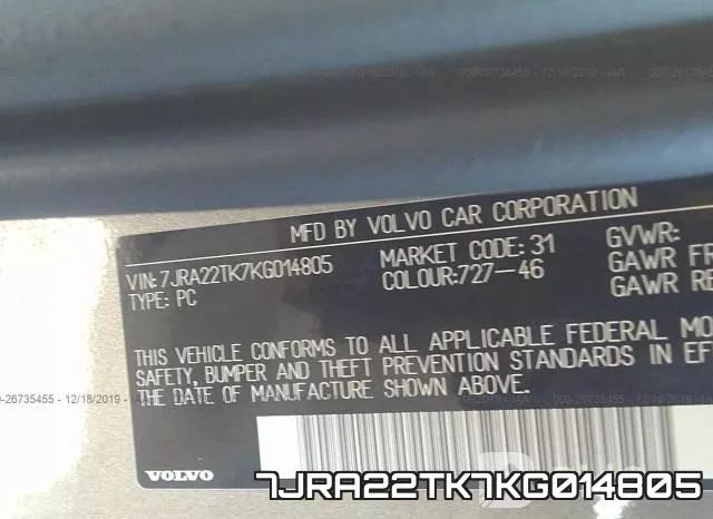 7JRA22TK7KG014805 фото 6