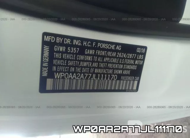 WP0AA2A77JL111170 фото 8