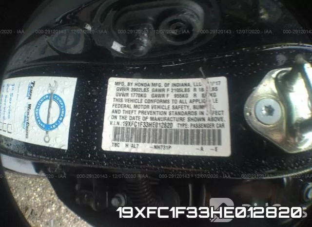 19XFC1F33HE012820 фото 9