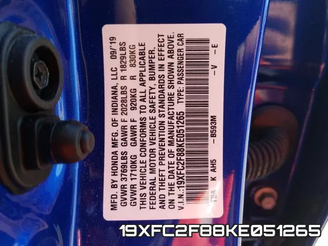 19XFC2F88KE051265 фото 2